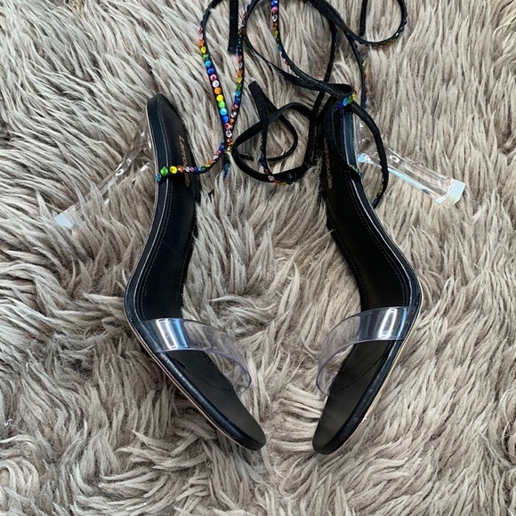 Larroud Suede Disco GloriaEmbellished Wrap Sandal Heels - Picture 6 of 10